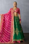 Buy_Torani_Green Jeni Silk Embroidery Zardozi V Neck Mayuri Srisa Bridal Lehenga Set _Online_at_Aza_Fashions