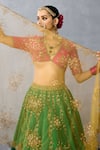 Shop_Torani_Green Jeni Silk Embroidery Zardozi V Neck Mayuri Srisa Bridal Lehenga Set 