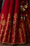 Buy_Torani_Red Jeni Silk Embroidery Zardozi Saroj Shreeja Bridal Peplum Blouse Lehenga Set _Online_at_Aza_Fashions