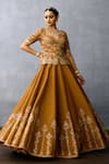 Torani_Yellow Jeni Silk Embroidery Thread Sweetheart Mehre Hasina Bridal Lehenga Set _at_Aza_Fashions