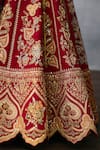 Torani_Red Jeni Silk Embroidery Zardozi Round Shamse Malka Leaf Bridal Lehenga Set _Online_at_Aza_Fashions