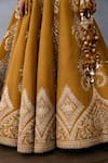 Torani_Yellow Jeni Silk Embroidery Zardozi Plunge V Mehre Sultana Bridal Lehenga Set _Online_at_Aza_Fashions