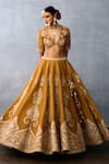 Buy_Torani_Yellow Jeni Silk Embroidery Zardozi Plunge V Mehre Sultana Bridal Lehenga Set _Online_at_Aza_Fashions