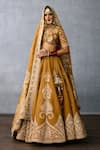 Shop_Torani_Yellow Jeni Silk Embroidery Zardozi Plunge V Mehre Sultana Bridal Lehenga Set _Online_at_Aza_Fashions