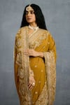 Torani_Yellow Georgette Embroidered Thread Mehre Aya Floral Heart Saree _Online_at_Aza_Fashions