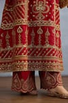 Shop_Torani_Red Jeni Silk Embroidered Dori Round Shamse Jabeen Long Kurta Pant Set _Online_at_Aza_Fashions