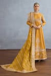 Buy_Torani_Yellow Jeni Silk Embroidered Dori Round Mehre Rano Botanic Vine Anarkali Set _at_Aza_Fashions