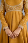 Buy_Torani_Yellow Jeni Silk Embroidered Dori Round Mehre Rano Botanic Vine Anarkali Set _Online_at_Aza_Fashions