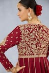 Torani_Red Jeni Silk Embroidered Dori Round Shamse Rano Botanic Anarkali Set _Online_at_Aza_Fashions