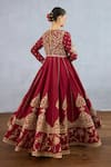 Buy_Torani_Red Jeni Silk Embroidered Dori Round Shamse Rano Botanic Anarkali Set _Online_at_Aza_Fashions