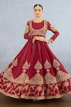 Shop_Torani_Red Jeni Silk Embroidered Dori Round Shamse Rano Botanic Anarkali Set _Online_at_Aza_Fashions