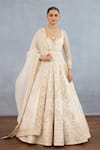 Buy_Torani_Ivory Jeni Silk Embroidered Dori Maahe Runa Lotus Vine Anarkali With Dupatta _at_Aza_Fashions