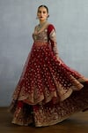 Torani_Red Jeni Silk Embroidered Dori Shamse Raazi Scalloped Anarkali Lehenga Set _Online_at_Aza_Fashions