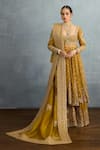 Buy_Torani_Yellow Jeni Silk Embroidered Dori Scoop Mehre Raazi Anarkali Lehenga Set _at_Aza_Fashions