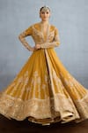 Buy_Torani_Yellow Muslin Silk Embroidered Dori Jacket Mehre Jahan With Angrakha Anarkali _at_Aza_Fashions