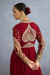 Torani_Red Muslin Silk Embroidered Dori Jacket Shamse Jahan With Angrakha Anarkali _Online