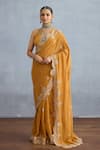 Buy_Torani_Yellow Georgette Embroidered Dori Mehre Parthi Floral Paisley Vine Saree Set 