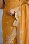 Shop_Torani_Yellow Georgette Embroidered Dori Mehre Parthi Floral Paisley Vine Saree Set 