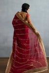 Shop_Torani_Red Orangza Embroidered Dori Shamse Salwa Floral Stripe Saree _at_Aza_Fashions