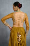 Shop_Torani_Yellow Muslin Silk Embroidered Pearl Shamse Naazia Pleated Lehenga Set _at_Aza_Fashions