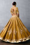 Shop_Torani_Yellow Jeni Silk Embroidered Pearl Asymmetric Mehre Zara Lehenga Set _at_Aza_Fashions