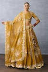 Torani_Yellow Jeni Silk Embroidered Pearl Asymmetric Mehre Zara Lehenga Set _Online_at_Aza_Fashions