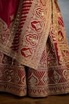 Torani_Red Jeni Silk Embroidered Pearl Sweetheart Shamse Tania Lehenga Set _Online_at_Aza_Fashions