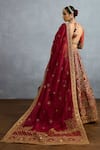 Shop_Torani_Red Jeni Silk Embroidered Pearl Sweetheart Shamse Tania Lehenga Set _at_Aza_Fashions