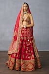 Buy_Torani_Red Jeni Silk Embroidered Zardosi Plunging Shamse Reia Lehenga Set _at_Aza_Fashions