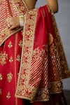 Buy_Torani_Red Jeni Silk Embroidered Zardosi Plunging Shamse Reia Lehenga Set 