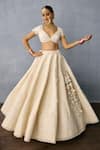 Buy_Torani_Ivory Jeni Silk Embroidered Zardosi V Neck Maahe Navya Lehenga Set _Online_at_Aza_Fashions