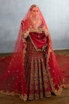 Buy_Torani_Red Jeni Silk Embroidered Zardosi Cutwork V Shamse Raisa Lehenga Set 