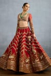 Torani_Red Jeni Silk Embroidered Zardosi Sweetheart Shamse Fariha Lehenga Set _Online_at_Aza_Fashions