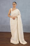 Buy_Torani_Ivory Organza Embroidered Thread Maahe Ilina Saree _at_Aza_Fashions