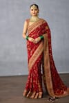 Buy_Torani_Red Organza Embroidered Sequin Shamse Ilina Saree _at_Aza_Fashions