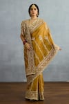 Buy_Torani_Yellow Organza Embroidered Zardosi Mehre Mariam Saree _at_Aza_Fashions