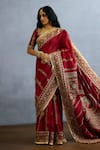 Buy_Torani_Red Organza Embroidered Zardosi Shamse Mariam Saree _Online_at_Aza_Fashions