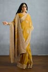 Buy_Torani_Yellow Organza Embroidered Zardosi Mehre Iman Saree _at_Aza_Fashions