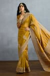 Shop_Torani_Yellow Organza Embroidered Zardosi Mehre Iman Saree _Online_at_Aza_Fashions