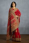 Buy_Torani_Red Organza Embroidered Zardosi Shamse Iman Saree _at_Aza_Fashions