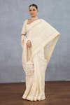 Shop_Torani_Ivory Organza Embroidered Thread Maahe Heba Saree _at_Aza_Fashions