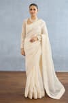 Buy_Torani_Ivory Organza Embroidered Zardosi Maahe Salwa Saree _at_Aza_Fashions