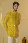 Buy_Runit Gupta_Yellow Chanderi Silk Embroidered Hamsa Motif Kurta And Pant Set _Online_at_Aza_Fashions