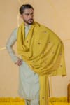 Shop_Runit Gupta_Yellow Mirror Motif Cutpipe And Embroidered Stole _at_Aza_Fashions