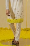 Runit Gupta_Ivory Chanderi Silk Embroidered Mirror Lotus Motif Kurta And Pant Set _Online_at_Aza_Fashions