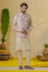 Buy_Runit Gupta_Off White Chanderi Silk Plain Kurta And Pant Set _at_Aza_Fashions