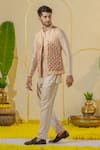 Shop_Runit Gupta_Ivory Chanderi Silk Plain Kurta And Pant Set _at_Aza_Fashions