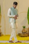 Runit Gupta_Ivory Chanderi Silk Plain Kurta And Pant Set _Online_at_Aza_Fashions