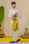 Shop_Runit Gupta_Ivory Vegan Silk Plain Shirt Kurta And Pant Set _at_Aza_Fashions