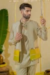 Runit Gupta_Brown Vegan Silk Plain Short Kurta And Pant Set _at_Aza_Fashions